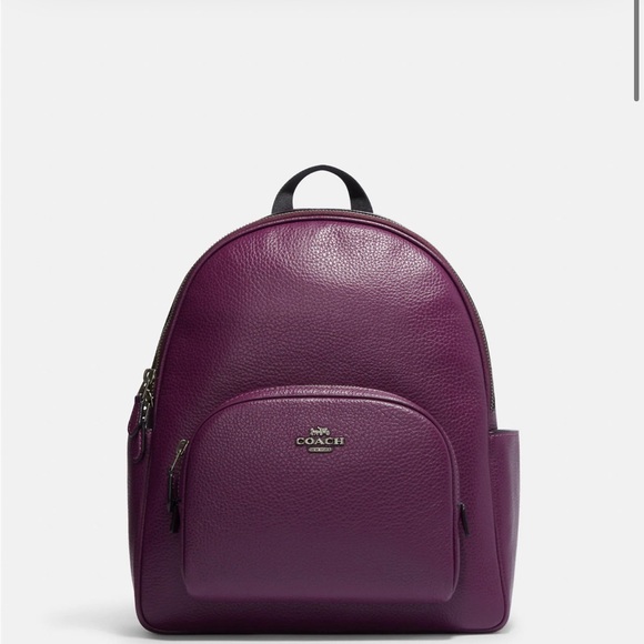 New! COACH Court Backpack bag leather purple boysenberry travel laptop GIFT! - Picture 4 of 7